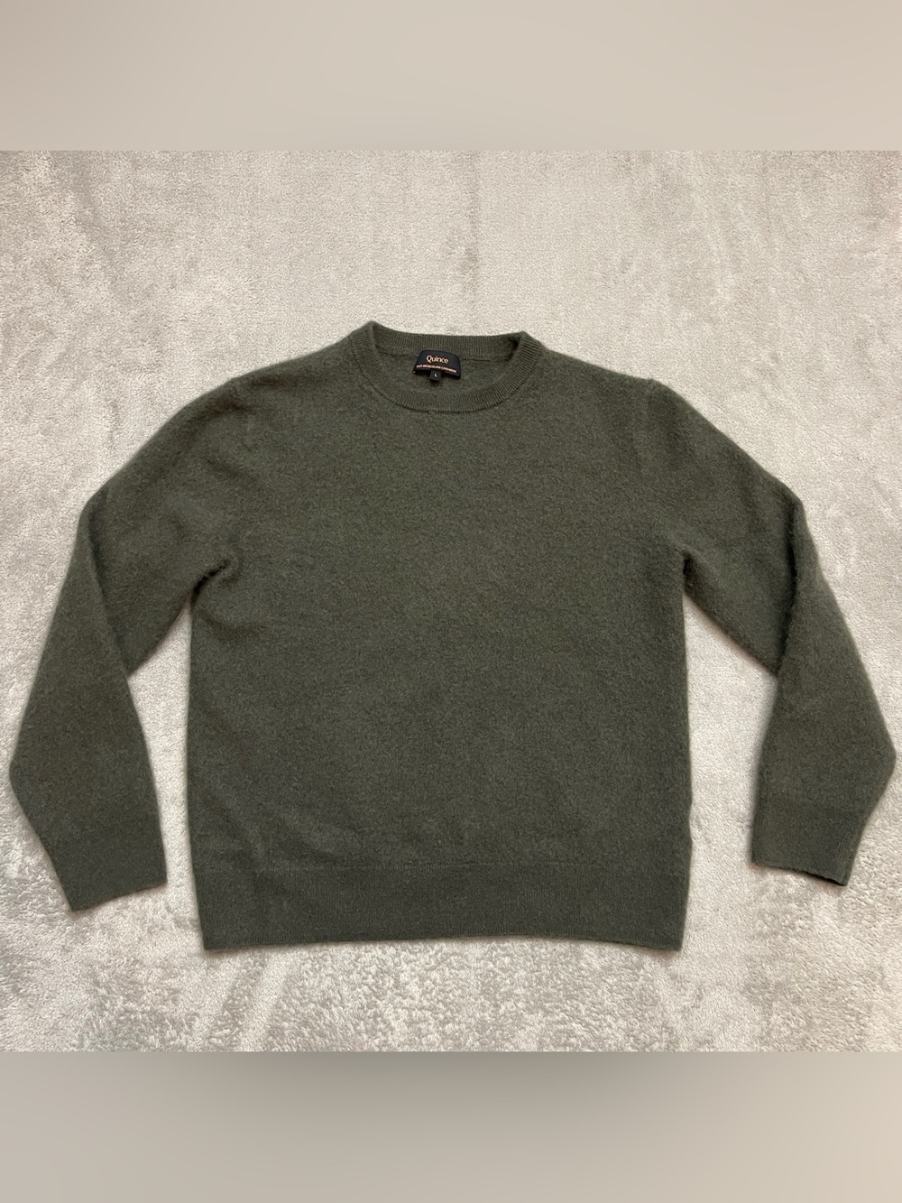 Quince Olive Green Cashmere Crewneck Sweater